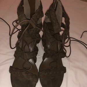 Charlotte Rousse Army Green braided heels